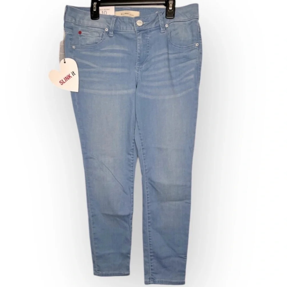 ⭐️SLINK Women's Curvy Ankle Jegging Jeans Size 10 Light Blue Denim - Picture 1 of 12